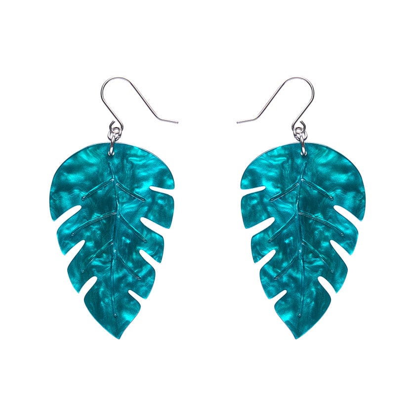 Large Leaf Essential Drop Earrings - Green  -  Erstwilder Essentials  -  Quirky Resin and Enamel Accessories
