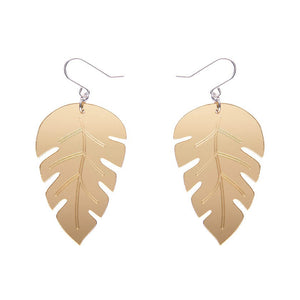 Large Leaf Essential Drop Earrings - Gold  -  Erstwilder Essentials  -  Quirky Resin and Enamel Accessories
