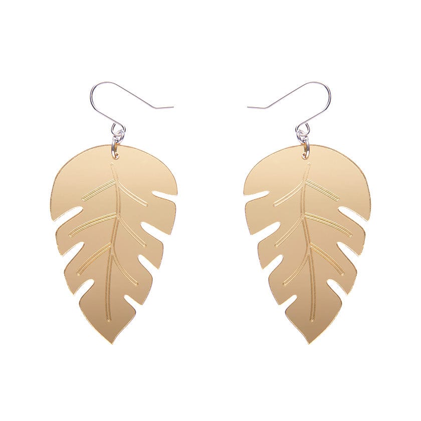 Large Leaf Essential Drop Earrings - Gold  -  Erstwilder Essentials  -  Quirky Resin and Enamel Accessories