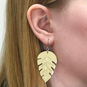 Large Leaf Essential Drop Earrings - Gold  -  Erstwilder Essentials  -  Quirky Resin and Enamel Accessories