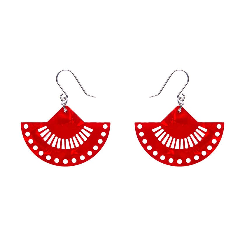 Boho Fan Essential Drop Earrings - Red  -  Erstwilder Essentials  -  Quirky Resin and Enamel Accessories
