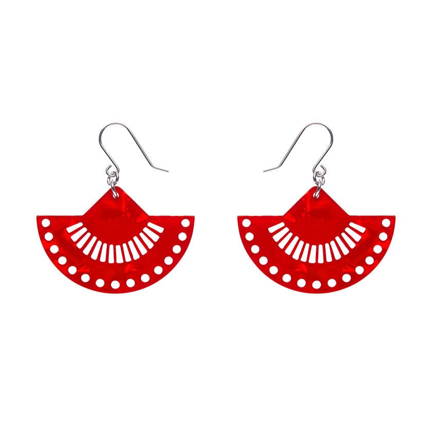 Boho Fan Essential Drop Earrings - Red  -  Erstwilder Essentials  -  Quirky Resin and Enamel Accessories