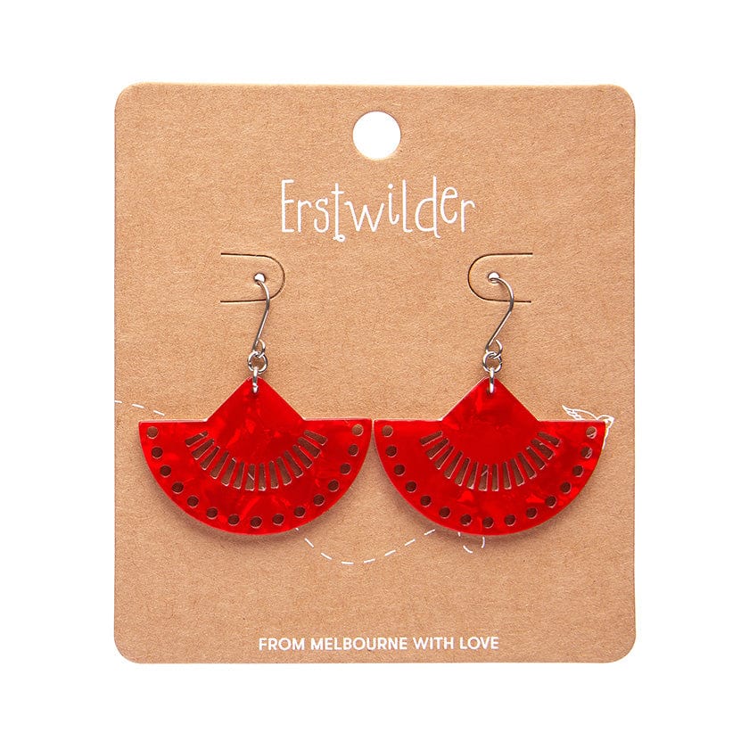 Boho Fan Essential Drop Earrings - Red  -  Erstwilder Essentials  -  Quirky Resin and Enamel Accessories