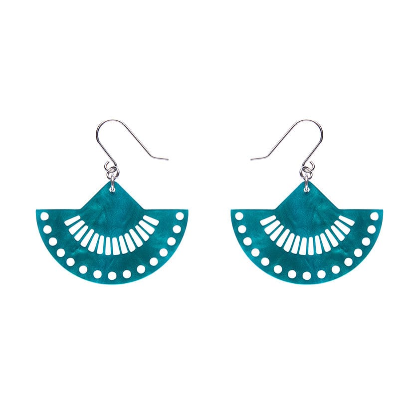 Boho Fan Essential Drop Earrings - Green  -  Erstwilder Essentials  -  Quirky Resin and Enamel Accessories