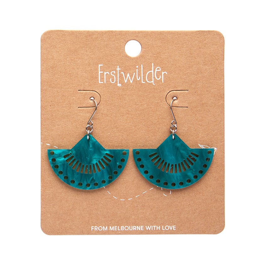 Boho Fan Essential Drop Earrings - Green  -  Erstwilder Essentials  -  Quirky Resin and Enamel Accessories