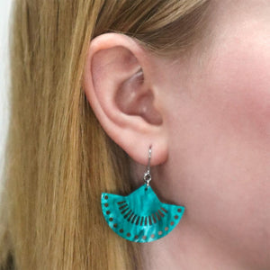Boho Fan Essential Drop Earrings - Green  -  Erstwilder Essentials  -  Quirky Resin and Enamel Accessories