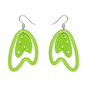 Atomic Boomerang Drop Earrings - Green  -  Erstwilder Essentials  -  Quirky Resin and Enamel Accessories