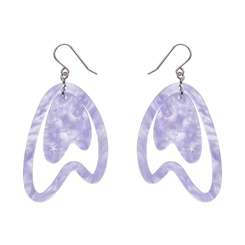Atomic Boomerang Drop Earrings - Lilac  -  Erstwilder Essentials  -  Quirky Resin and Enamel Accessories