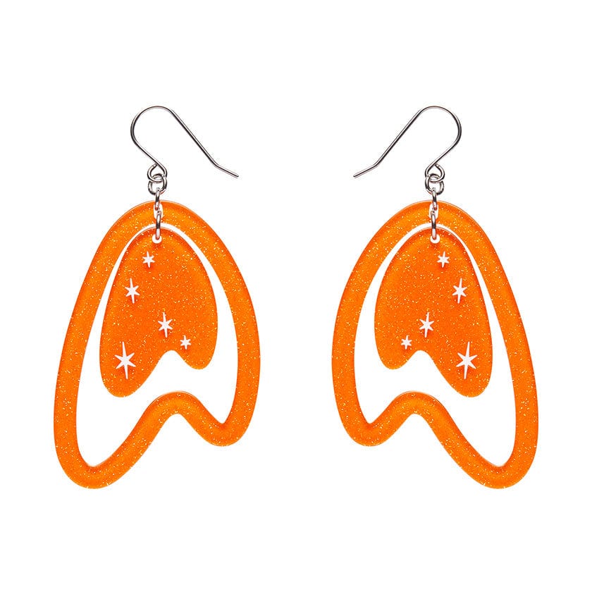 Atomic Boomerang Drop Earrings - Orange  -  Erstwilder Essentials  -  Quirky Resin and Enamel Accessories