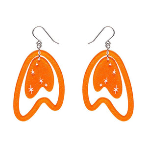 Atomic Boomerang Drop Earrings - Orange  -  Erstwilder Essentials  -  Quirky Resin and Enamel Accessories