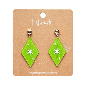 Atomic Diamond Drop Earrings - Green  -  Erstwilder Essentials  -  Quirky Resin and Enamel Accessories