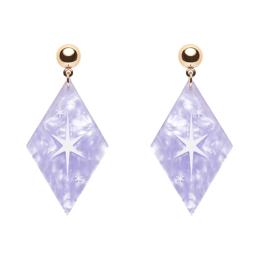 Atomic Diamond Drop Earrings - Lilac  -  Erstwilder Essentials  -  Quirky Resin and Enamel Accessories