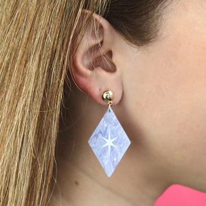 Atomic Diamond Drop Earrings - Lilac  -  Erstwilder Essentials  -  Quirky Resin and Enamel Accessories