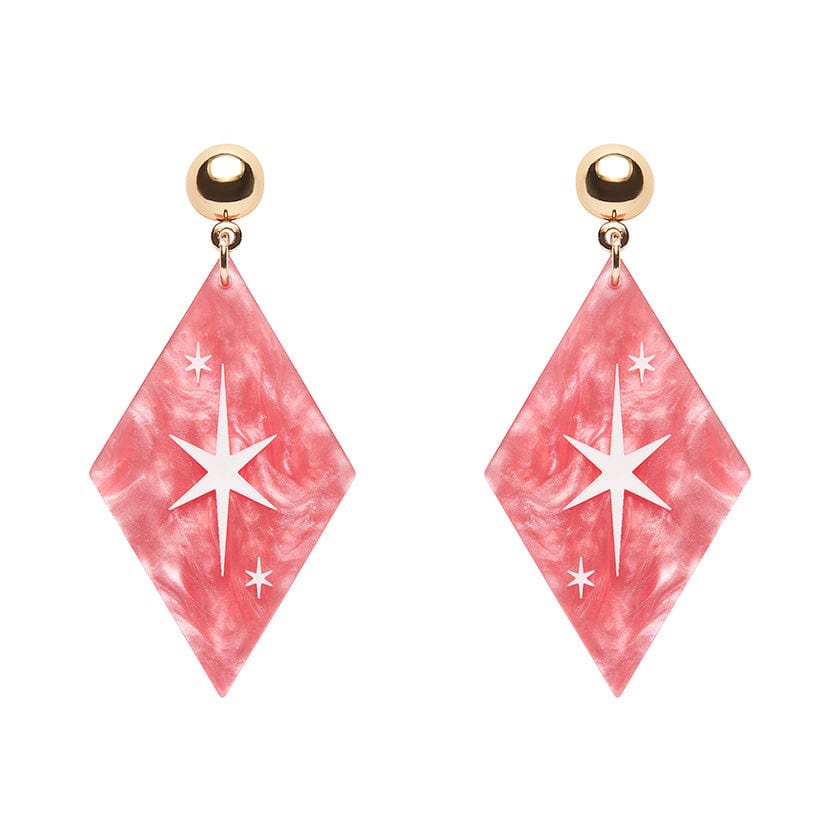 Atomic Diamond Drop Earrings - Pink  -  Erstwilder Essentials  -  Quirky Resin and Enamel Accessories