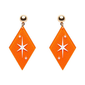 Atomic Diamond Drop Earrings - Orange  -  Erstwilder Essentials  -  Quirky Resin and Enamel Accessories