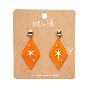Atomic Diamond Drop Earrings - Orange  -  Erstwilder Essentials  -  Quirky Resin and Enamel Accessories