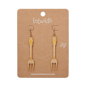 Fork, Please! Drop Earrings - Gold  -  Erstwilder Essentials  -  Quirky Resin and Enamel Accessories