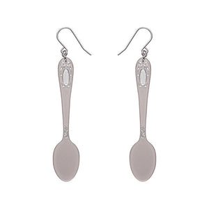 Spoon, Please! Drop Earrings - Silver  -  Erstwilder Essentials  -  Quirky Resin and Enamel Accessories