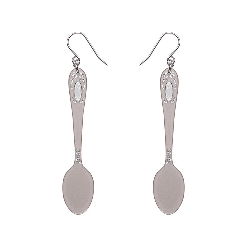 Spoon, Please! Drop Earrings - Silver  -  Erstwilder Essentials  -  Quirky Resin and Enamel Accessories