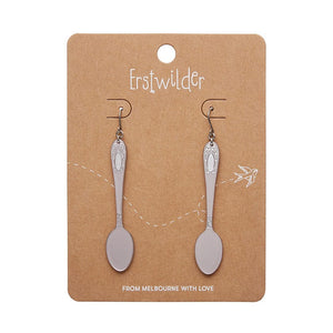 Spoon, Please! Drop Earrings - Silver  -  Erstwilder Essentials  -  Quirky Resin and Enamel Accessories