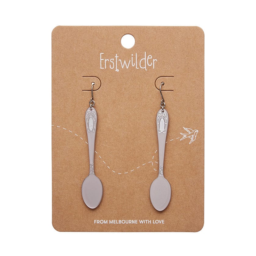 Spoon, Please! Drop Earrings - Silver  -  Erstwilder Essentials  -  Quirky Resin and Enamel Accessories