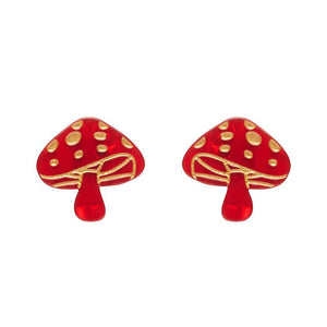Mushroom Stud Earrings - Red  -  Erstwilder Essentials  -  Quirky Resin and Enamel Accessories