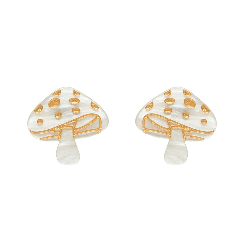 Mushroom Stud Earrings - Cream  -  Erstwilder Essentials  -  Quirky Resin and Enamel Accessories