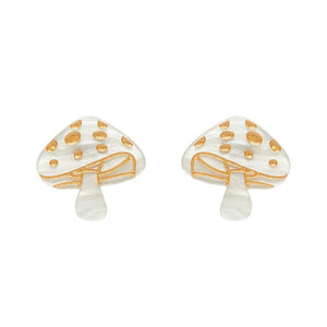 Mushroom Stud Earrings - Cream  -  Erstwilder Essentials  -  Quirky Resin and Enamel Accessories