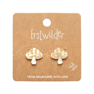 Mushroom Stud Earrings - Cream  -  Erstwilder Essentials  -  Quirky Resin and Enamel Accessories