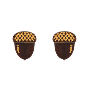 Acorn Stud Earrings - Brown  -  Erstwilder Essentials  -  Quirky Resin and Enamel Accessories