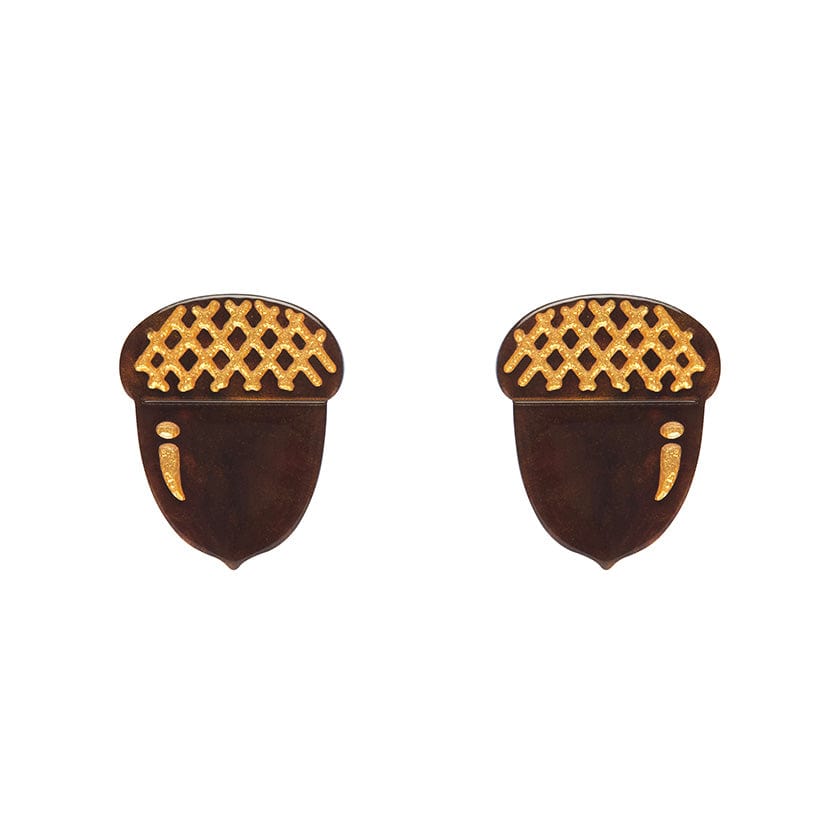 Acorn Stud Earrings - Brown  -  Erstwilder Essentials  -  Quirky Resin and Enamel Accessories