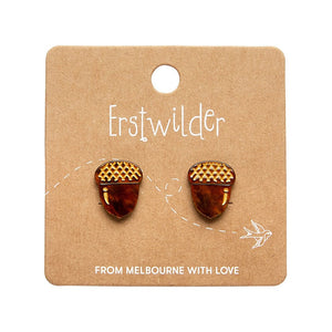 Acorn Stud Earrings - Brown  -  Erstwilder Essentials  -  Quirky Resin and Enamel Accessories