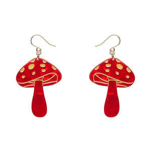 Mushroom Drop Earrings - Red  -  Erstwilder Essentials  -  Quirky Resin and Enamel Accessories