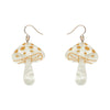 Mushroom Drop Earrings - Cream  -  Erstwilder Essentials  -  Quirky Resin and Enamel Accessories