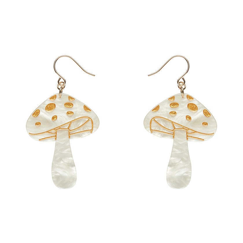 Mushroom Drop Earrings - Cream  -  Erstwilder Essentials  -  Quirky Resin and Enamel Accessories