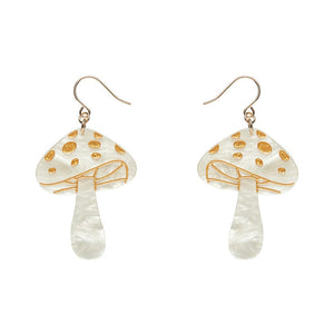Mushroom Drop Earrings - Cream  -  Erstwilder Essentials  -  Quirky Resin and Enamel Accessories
