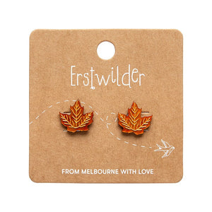 Maple Leaf Stud Earrings - Orange  -  Erstwilder Essentials  -  Quirky Resin and Enamel Accessories
