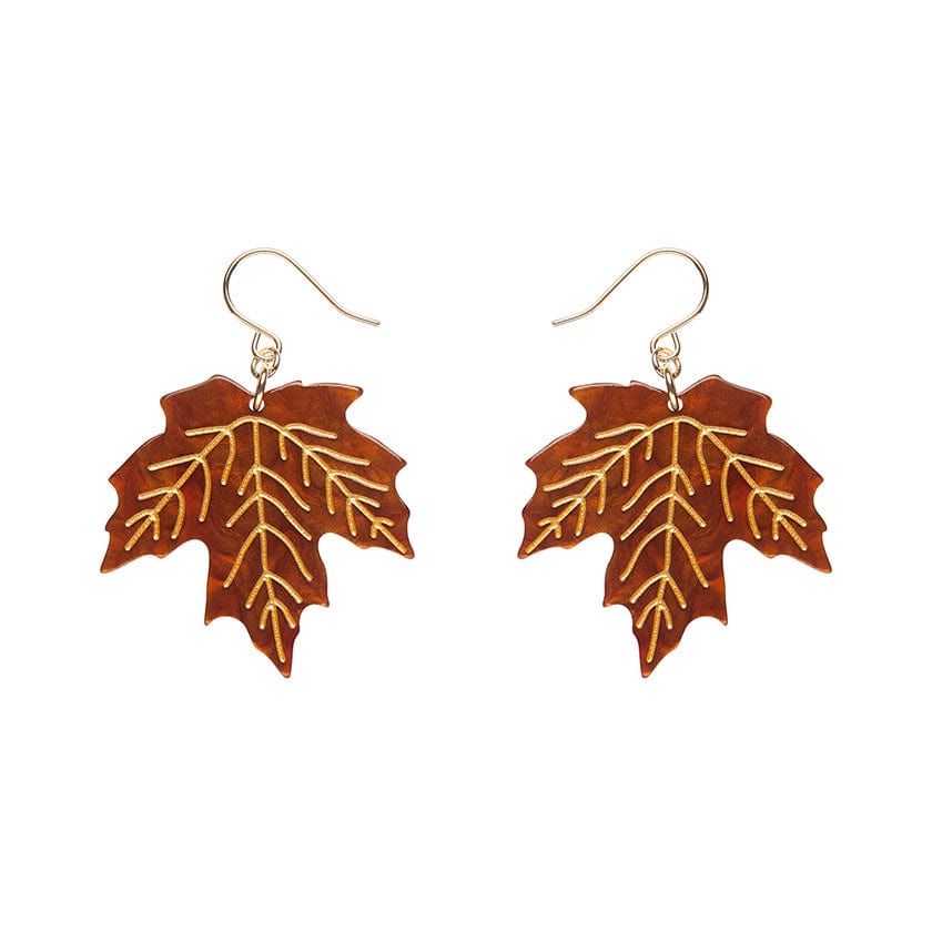 Maple Leaf Drop Earrings - Orange  -  Erstwilder Essentials  -  Quirky Resin and Enamel Accessories
