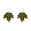Maple Leaf Drop Earrings - Green
