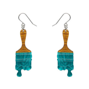 Paint Brush Ripple Drop Earrings - Teal  -  Erstwilder Essentials  -  Quirky Resin and Enamel Accessories
