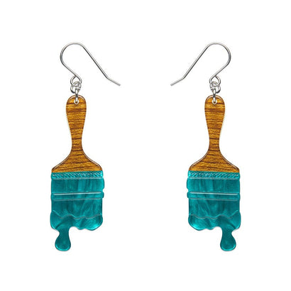 Paint Brush Ripple Drop Earrings - Teal  -  Erstwilder Essentials  -  Quirky Resin and Enamel Accessories
