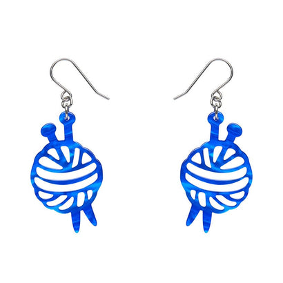 Ball Of Yarn Ripple Drop Earrings - Blue  -  Erstwilder Essentials  -  Quirky Resin and Enamel Accessories