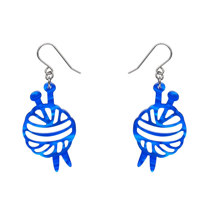 Ball Of Yarn Ripple Drop Earrings - Blue  -  Erstwilder Essentials  -  Quirky Resin and Enamel Accessories