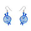 Ball Of Yarn Ripple Drop Earrings - Blue