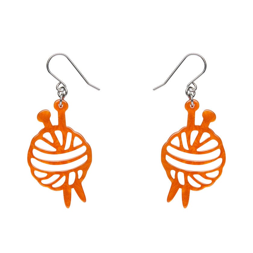 Ball Of Yarn Ripple Drop Earrings - Orange  -  Erstwilder Essentials  -  Quirky Resin and Enamel Accessories