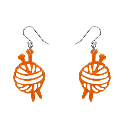 Ball Of Yarn Ripple Drop Earrings - Orange  -  Erstwilder Essentials  -  Quirky Resin and Enamel Accessories