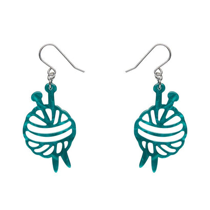 Ball Of Yarn Ripple Drop Earrings - Teal  -  Erstwilder Essentials  -  Quirky Resin and Enamel Accessories