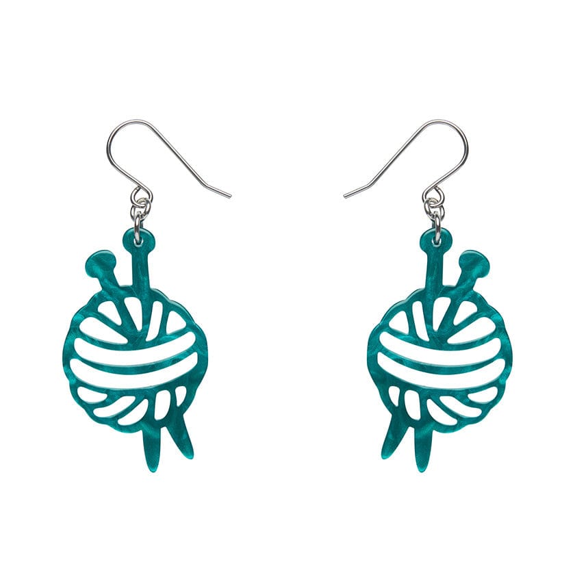 Ball Of Yarn Ripple Drop Earrings - Teal  -  Erstwilder Essentials  -  Quirky Resin and Enamel Accessories