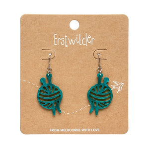Ball Of Yarn Ripple Drop Earrings - Teal  -  Erstwilder Essentials  -  Quirky Resin and Enamel Accessories