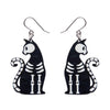 Bone Kitty Drop Earrings - Black  -  Erstwilder Essentials  -  Quirky Resin and Enamel Accessories